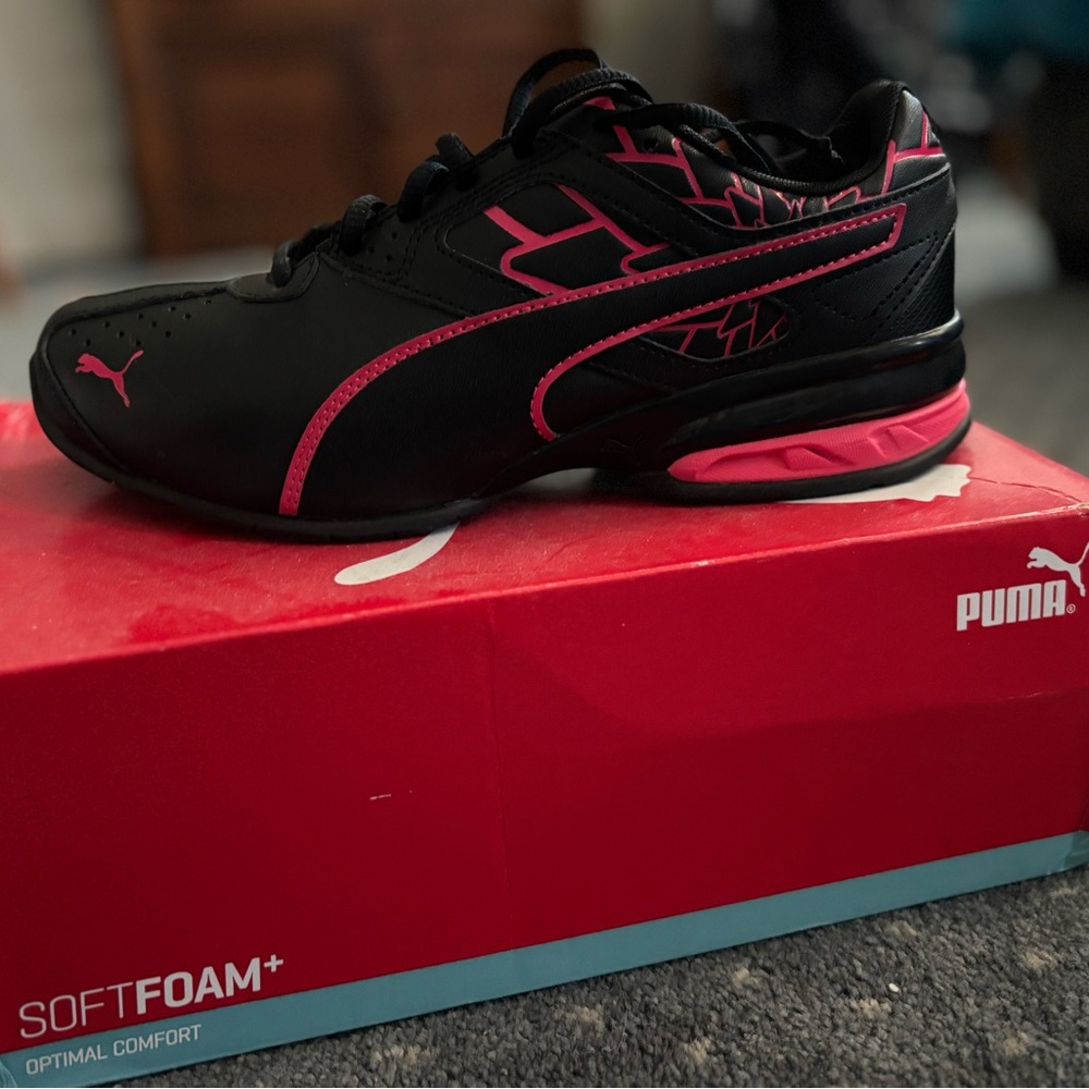 Puma Women's Black Sneakers with Pink Accents